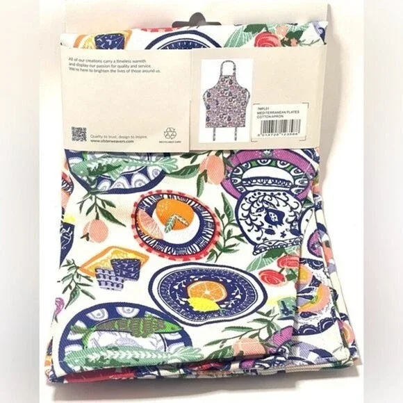 Ulster’s Weavers Mediterranean Plates Cotton Apron New - Picture 3 of 5